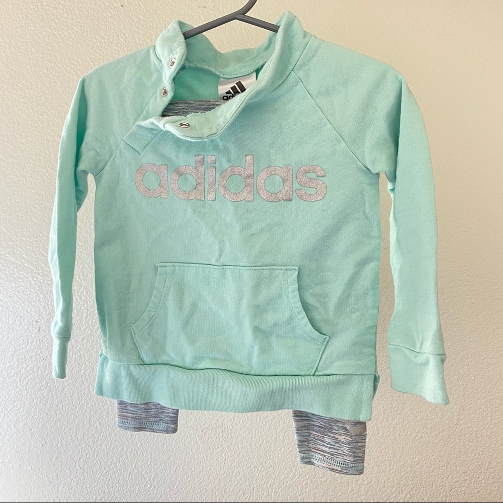 Adidas 2 piece set blue sweatshirt and leggings